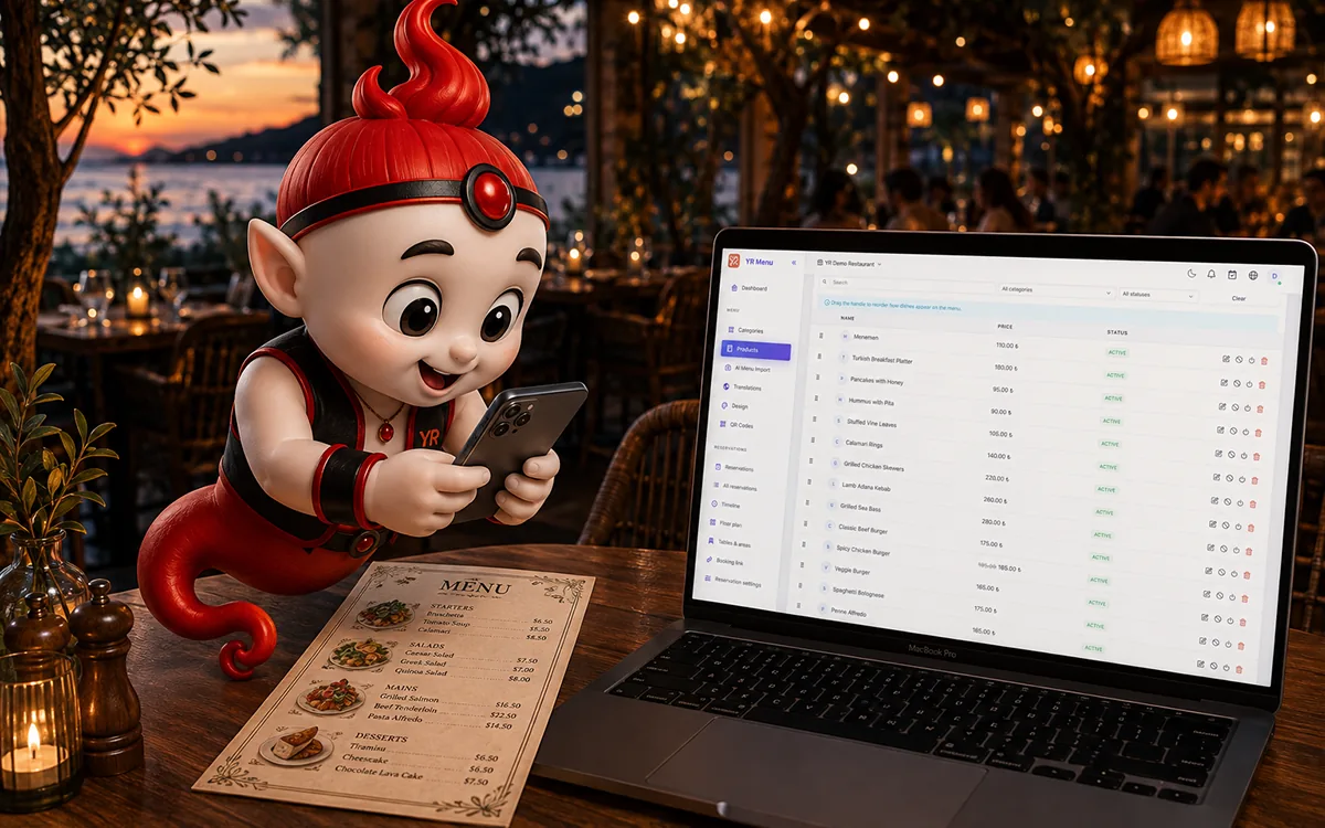 Photograph your paper menu. It goes digital in minutes.
